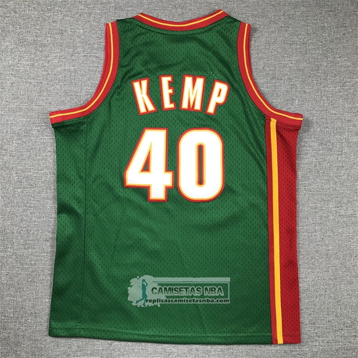 Camiseta Nino Seattle SuperSonics Shawn Kemp NO 40 Historic Retro Verde2